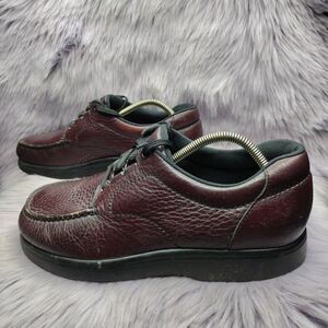 SAS Bout Time Men Sz 9.5 W Burgundy Lace-Up Casual Walking Oxfords Comfort Shoes